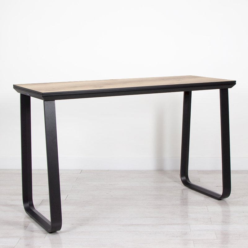 Utah Double Poseur Table - Black Base Natural Oak Top