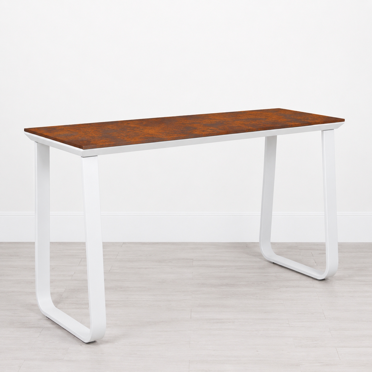 Utah Double Poseur Table - White Base Rust Top