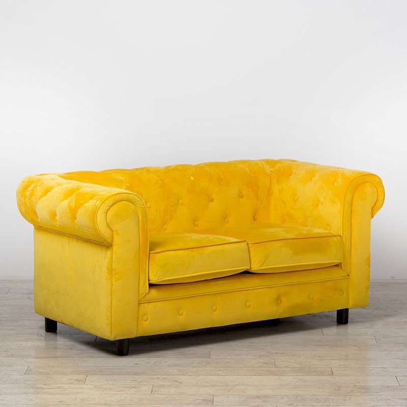 Mustard Fabric Chesterfield Sofa