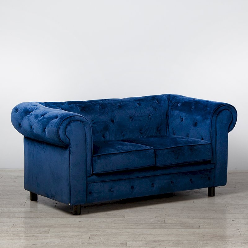 Royal Blue Fabric Chesterfield Sofa