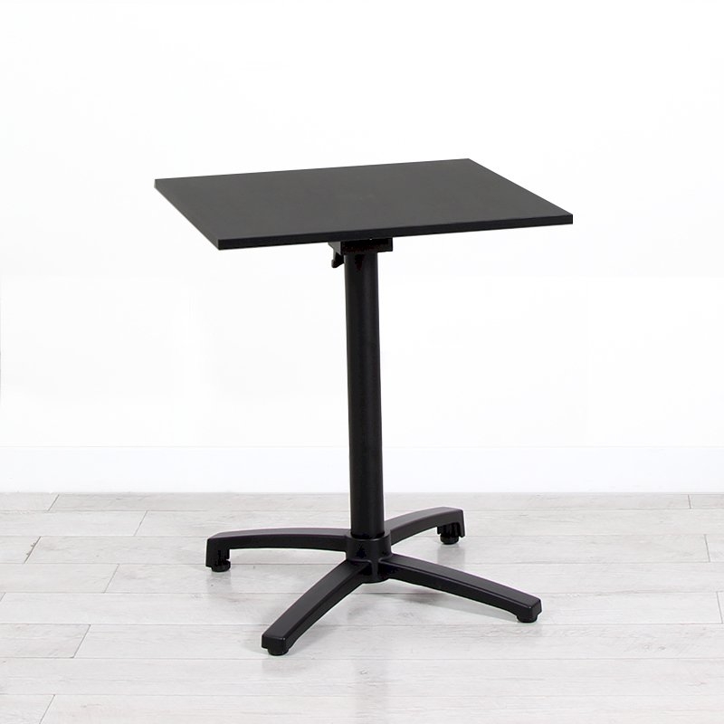 600mm Black Square Bistro Table - Black Frame