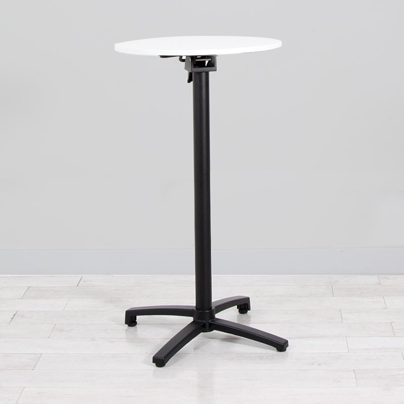 600mm White Round Poseur Table - Black Frame