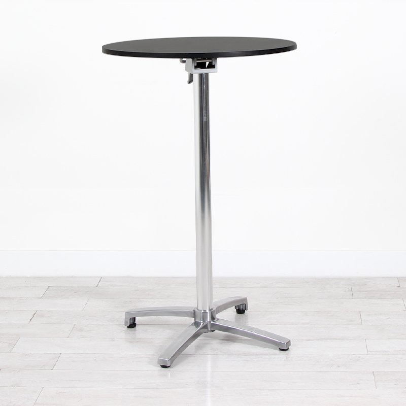 700mm Black Round Poseur Table - Chrome Frame