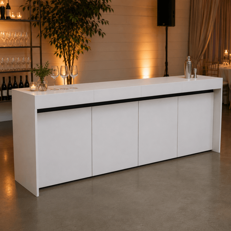4m Straight Bar Counter - White