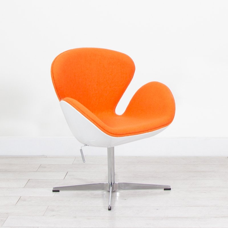 White Swan Chair - Orange Fabric