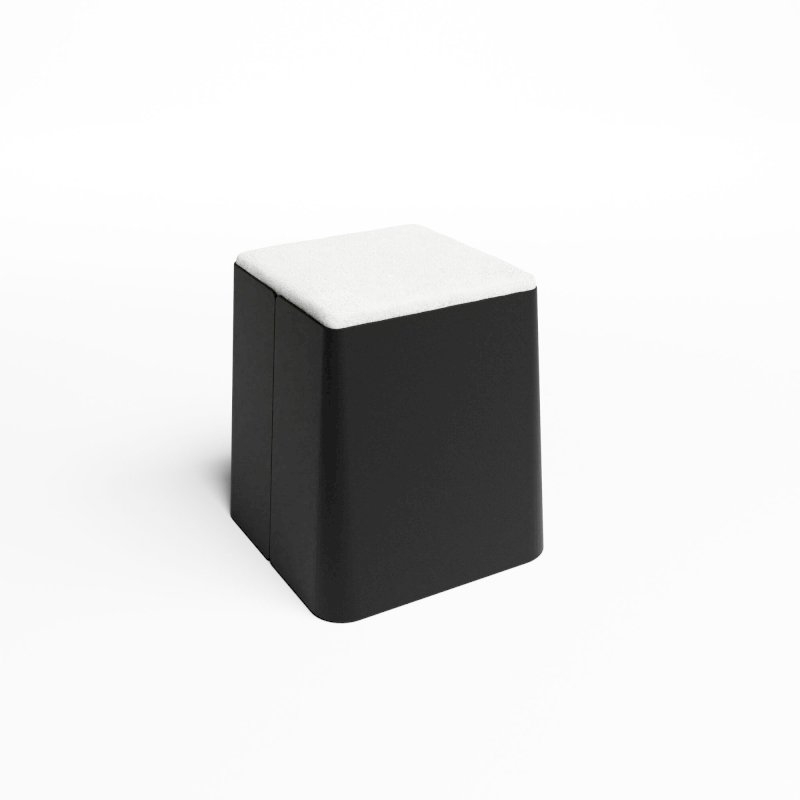 Black Bric Stool - White Fabric Top