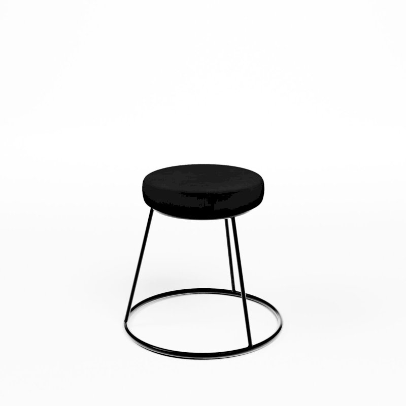 Black Chrome Low Spire Stool - Black Pad