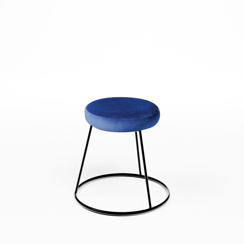 Black Chrome Low Spire Stool - Blue Pad