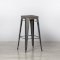 Grey Tolix Style Bar Stool Wooden Seat