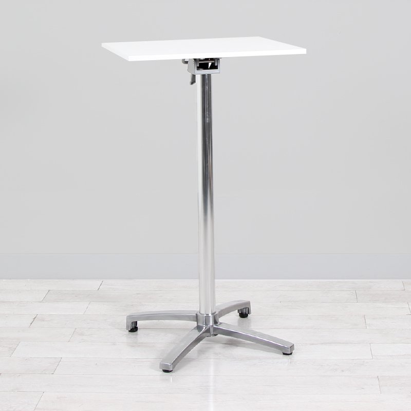600mm White Square Poseur Table - Chrome Frame