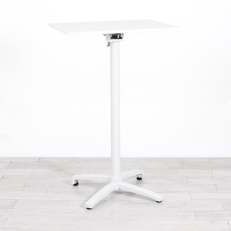 700mm White Square Poseur Table - White Frame