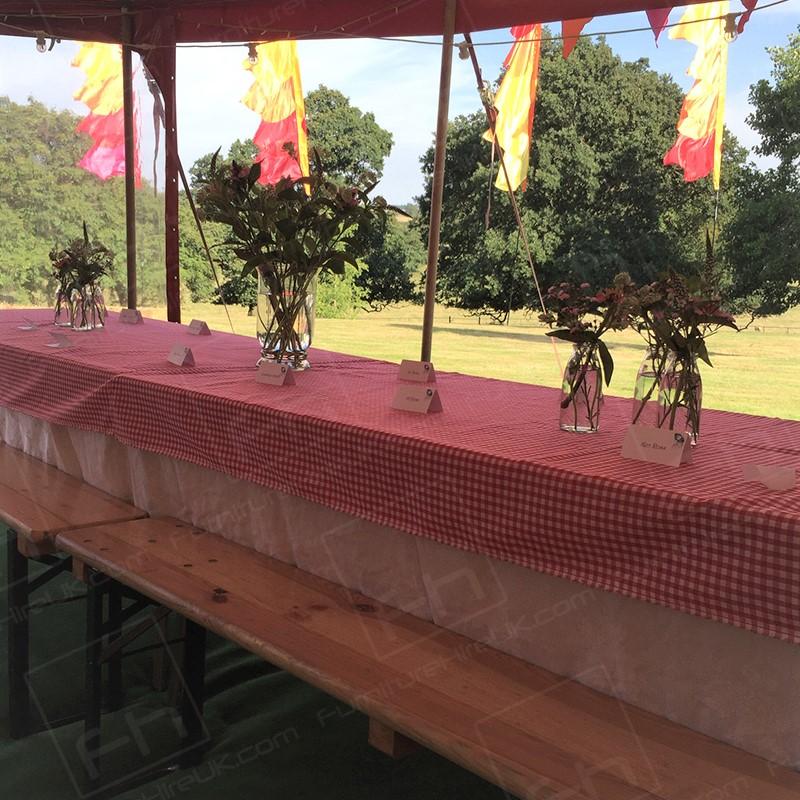 Our beer benches can be hired separately or as a set with a table! Perfect for outdoor events.