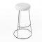 Black Chrome Spire Stool - White Teddy Pad