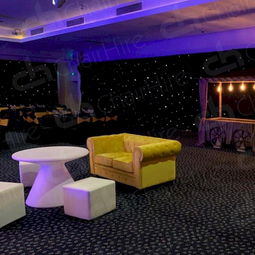 The Mustard Fabric Chesterfield sofa was hired by a client to impress guests and add a pop of colour to their event.