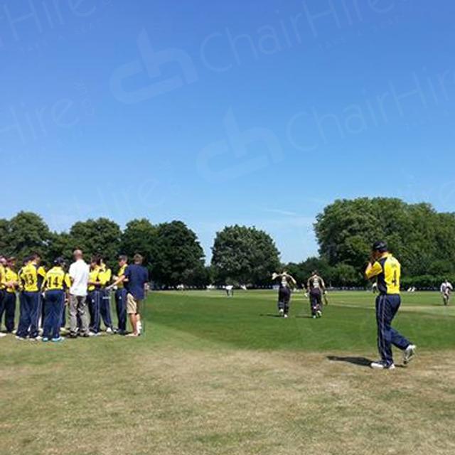 Sporting Event https://d1hcs5uofxldvl.cloudfront.net/chair-hire/article_additional/lashings-11-event4/lashings-11-event4.jpg - Amateur and professional cricketers get ready for the game.