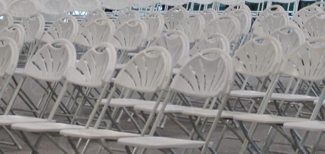 White Folding Chair https://d1hcs5uofxldvl.cloudfront.net/chair-hire/article_additional/white-folding-chair6/white-folding-chair6-740x350.jpg - Multi-seating for careers' event.