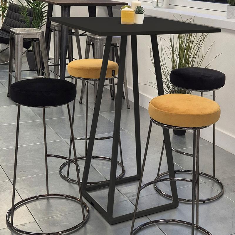 Our coloured Spire stools bring together any specific theme or brand colours paired perfectly with chic Dallas tables.