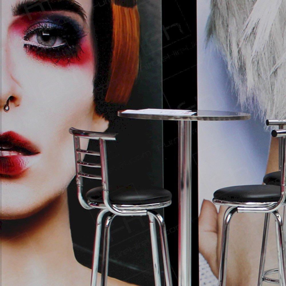 High back stools & poseur tables for stylish cubicle furniture.
