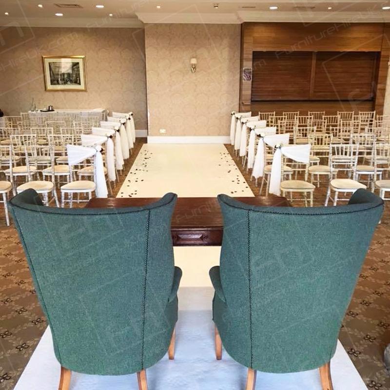 Chiavari chairs laid out and ready to go at a Spring wedding.