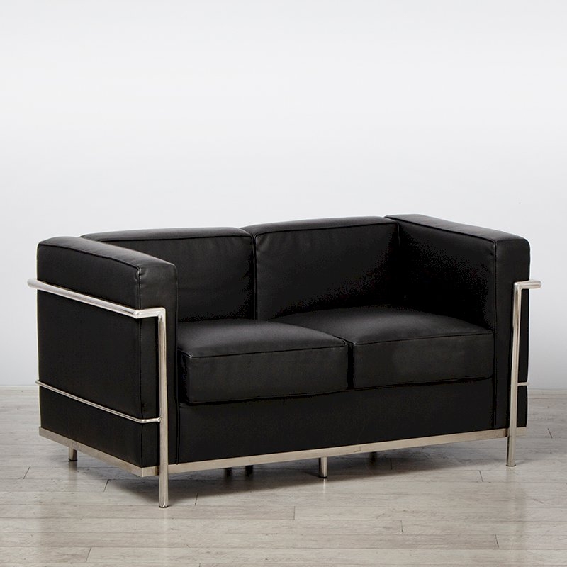 Two Seater Black Corbusier Sofa