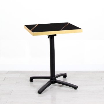 600mm Black Marble Square Bistro Table - Black Frame 600mm Black Marble Square Bistro Table - Black Frame