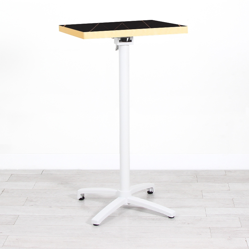 600mm Black Marble Square Poseur Table - White Frame 600mm Black Marble Square Poseur Table - White Frame