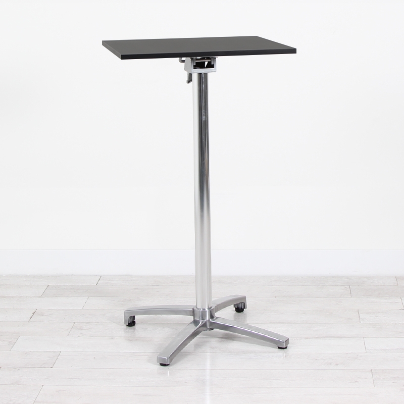600mm Black Square Poseur Table - Chrome Frame 600mm Black Square Poseur Table - Chrome Frame