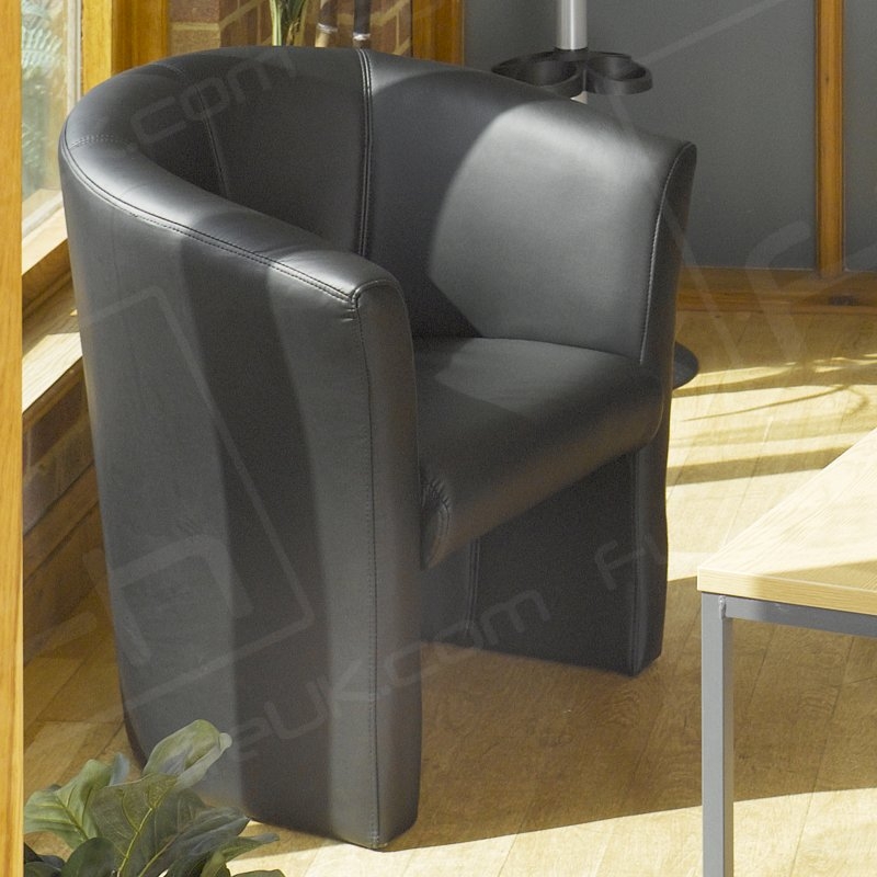 Leather Tub Chair - Black