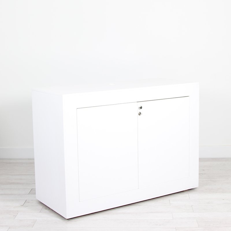 Illuminated Reception Counter White 1400 x 600 x 1000 with Graphics