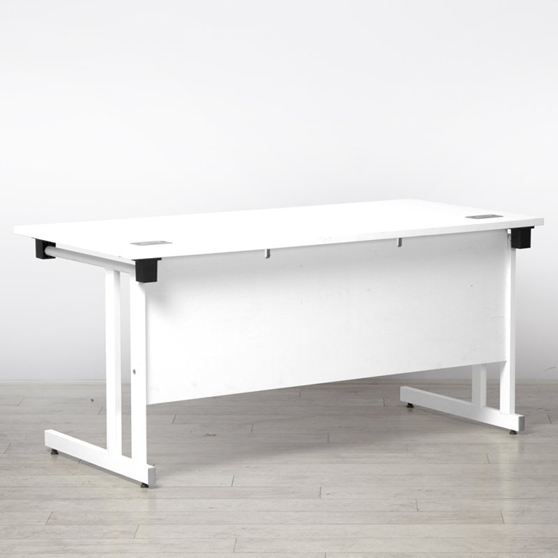 1550 x 750mm White Desk with Modesty Panel