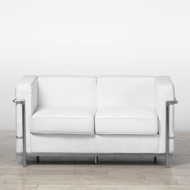Two Seater White Corbusier Sofa