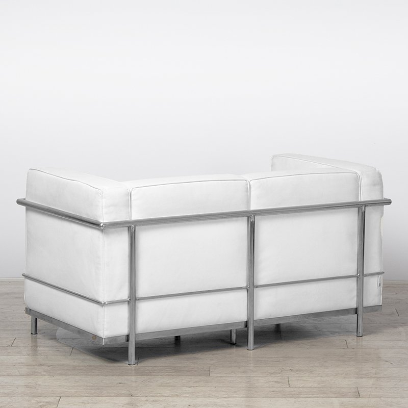 Two Seater White Corbusier Sofa