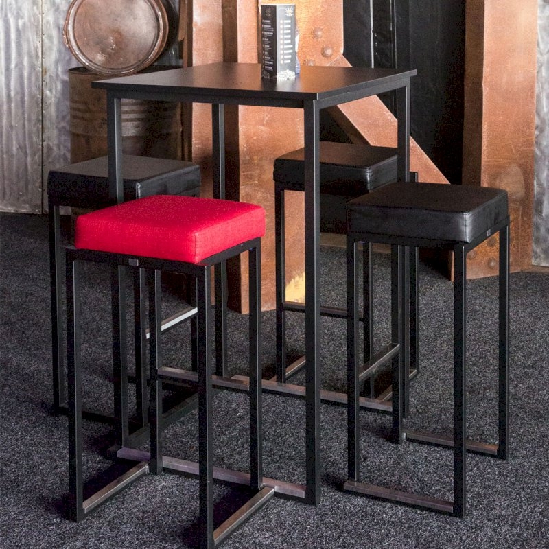Nevada Bar Stool - Black Base Black Leather Pad