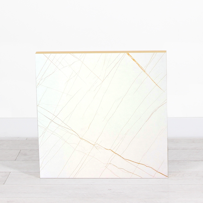 600mm White Marble Square Poseur Table - White Frame