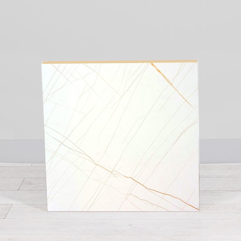 600mm White Marble Square Bistro Table - White Frame