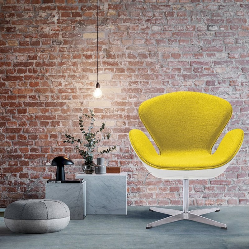White Swan Chair - Yellow Fabric