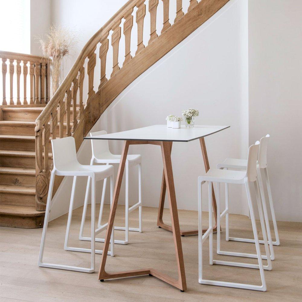 Featured: White Boston poseur table paired with white Kansas stools.
