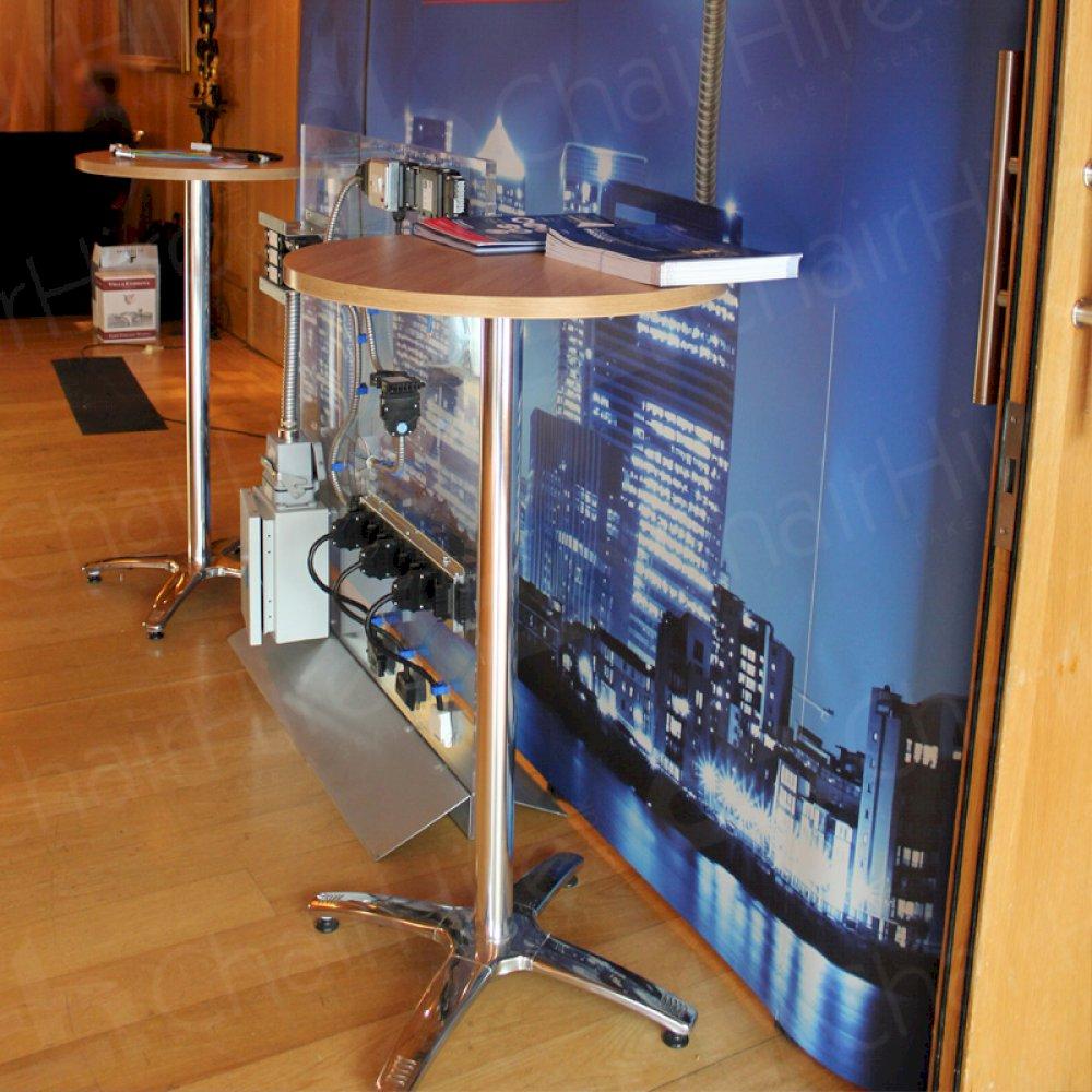 Utilise our oak poseur tables for seminar stands.