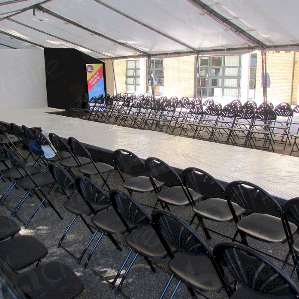 Folding fan back chairs are very popular at outdoor or marquee events.