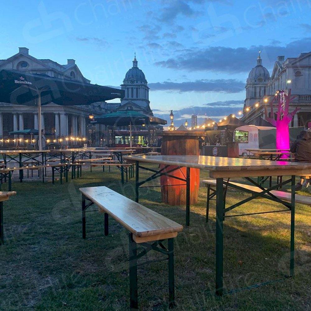 Our Beer Table and Benches at the Greenwich Comedy Festival.
