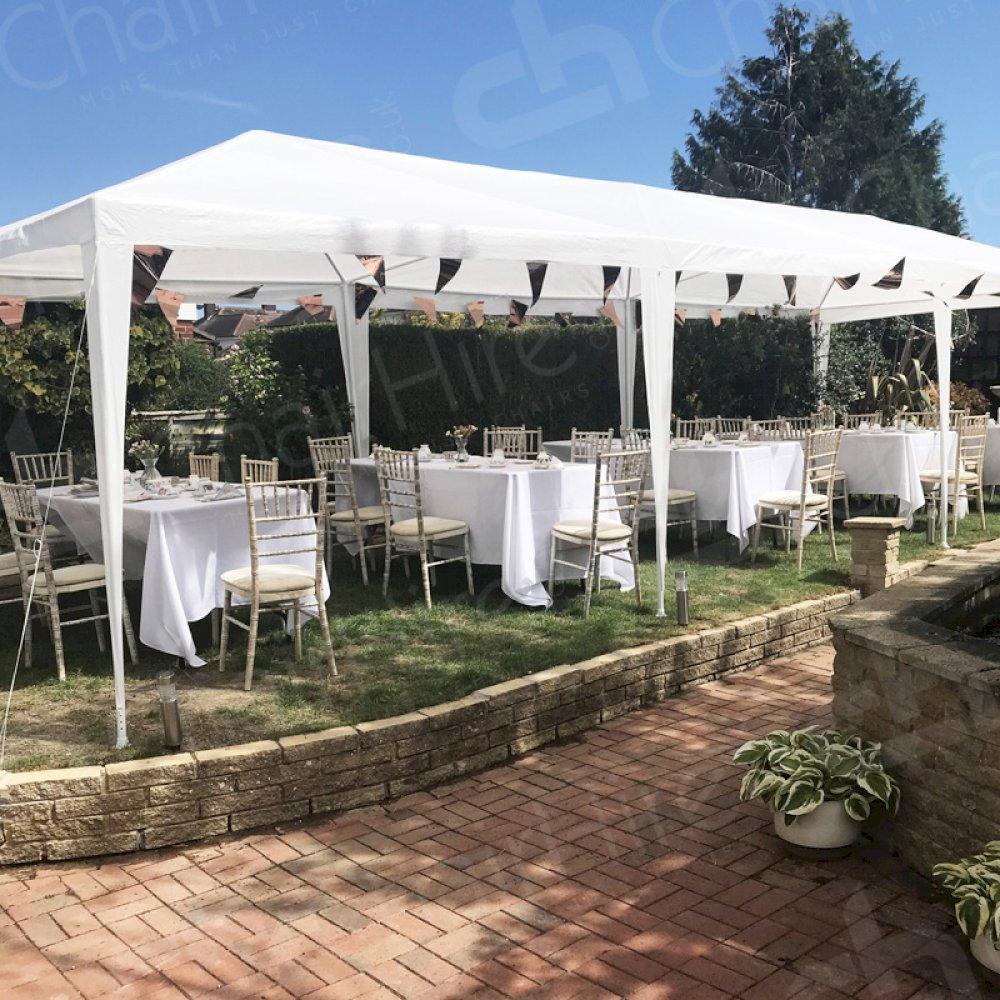 Our client hired Chiavari chairs, tables and white linen to celebrate her Mums 90th birthday.