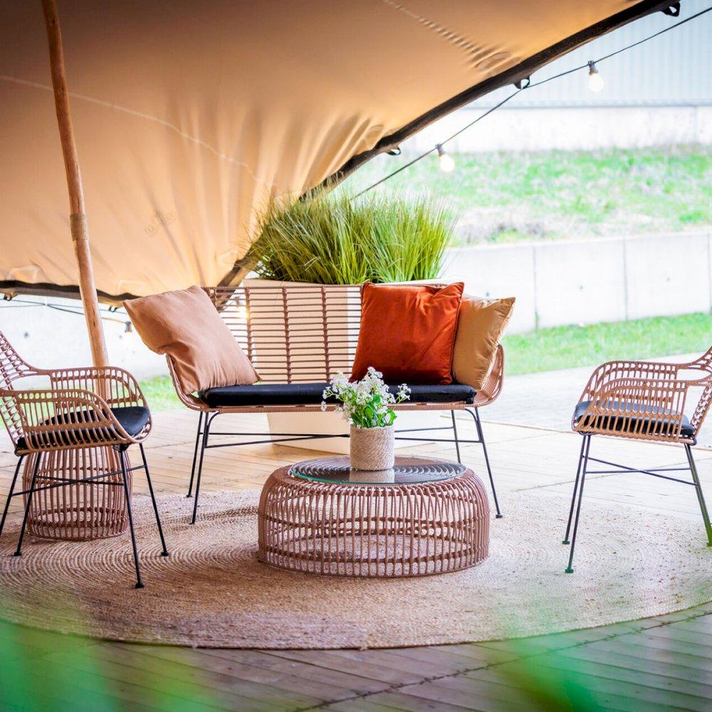 Featured: Natural Miami chairs, sofa and centre table.