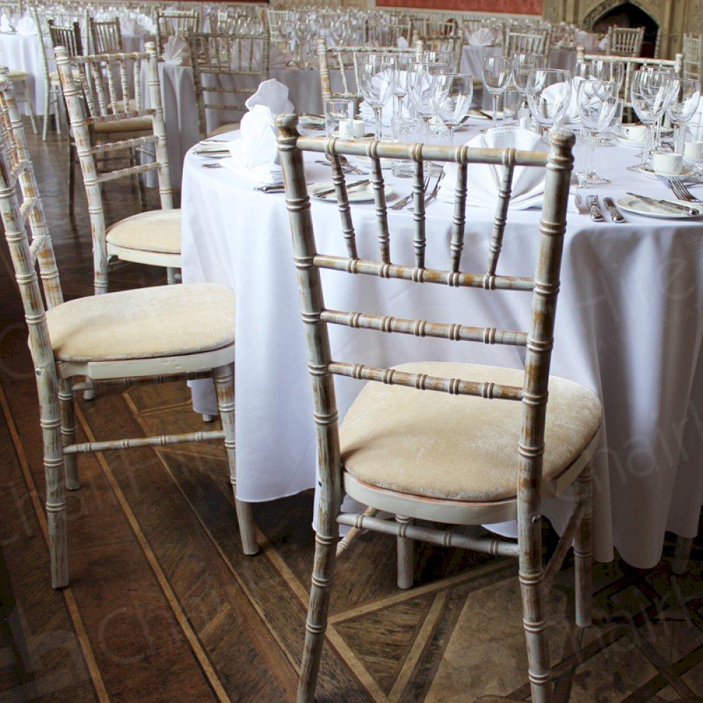 Limewash Chiavaris with cream pads for total elegance.