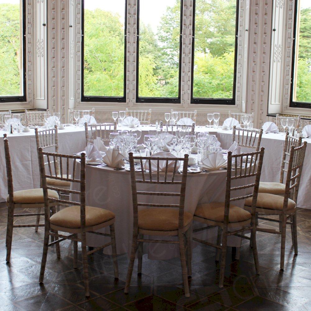 Traditional & elegant wedding set ups with our Chiavaris.