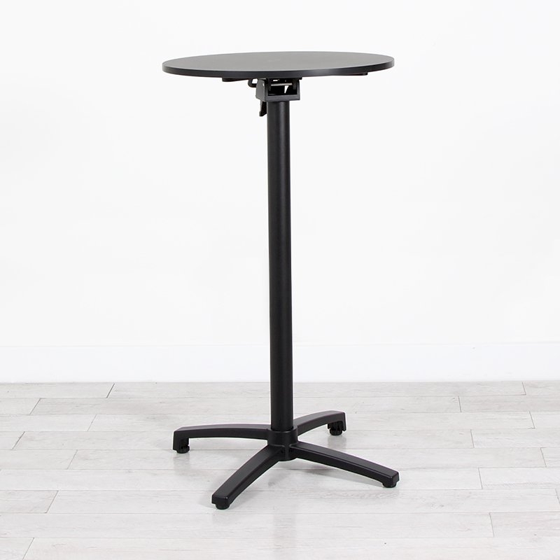 600mm Black Round Poseur Table - Black Frame