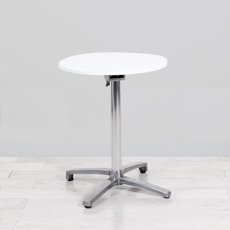 600mm White Round Bistro Table - Chrome Frame