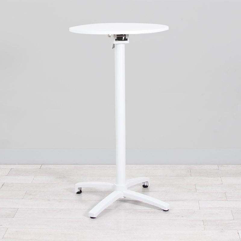 600mm White Round Poseur Table - White Frame
