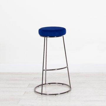 Black Chrome Spire Stool - Blue Pad Black Chrome Spire Stool - Blue Pad