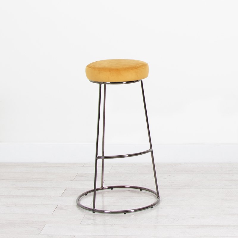 Black Chrome Spire Stool - Gold Pad