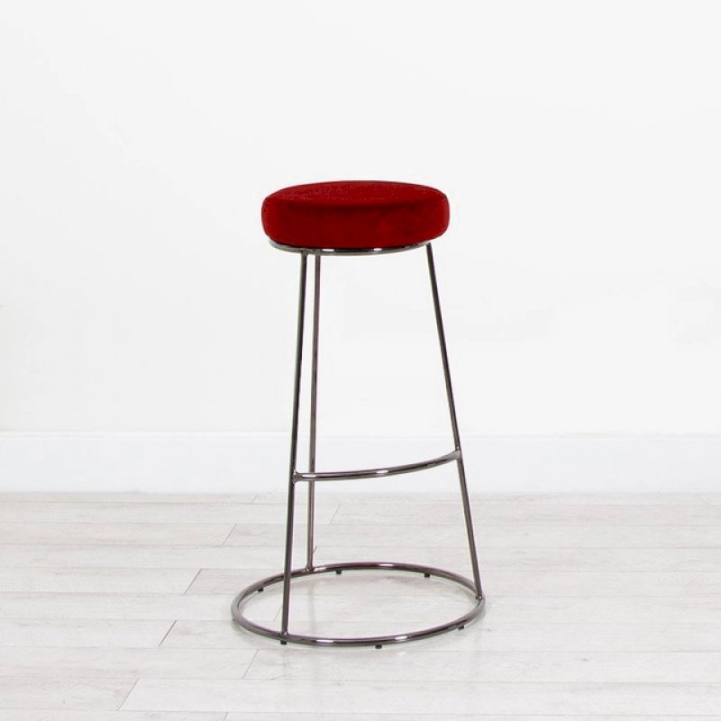 Black Chrome Spire Stool - Red Pad